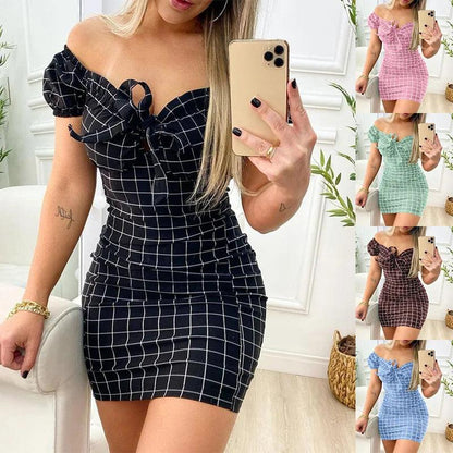 Women's Grid Print Summer Mini Dress by HitMyNeed
