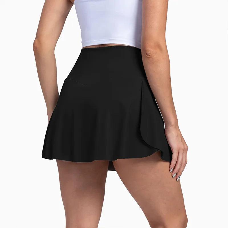 Women's High-Waist Tennis Skirt with Side Pockets by HitMyNeed