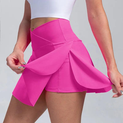 Women's High-Waist Tennis Skirt with Side Pockets by HitMyNeed