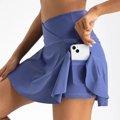 Women's High-Waist Tennis Skirt with Side Pockets bluish-violet s by HitMyNeed