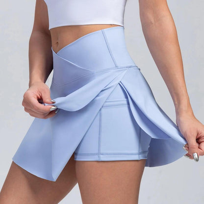 Women's High-Waist Tennis Skirt with Side Pockets light-blue xxl by HitMyNeed