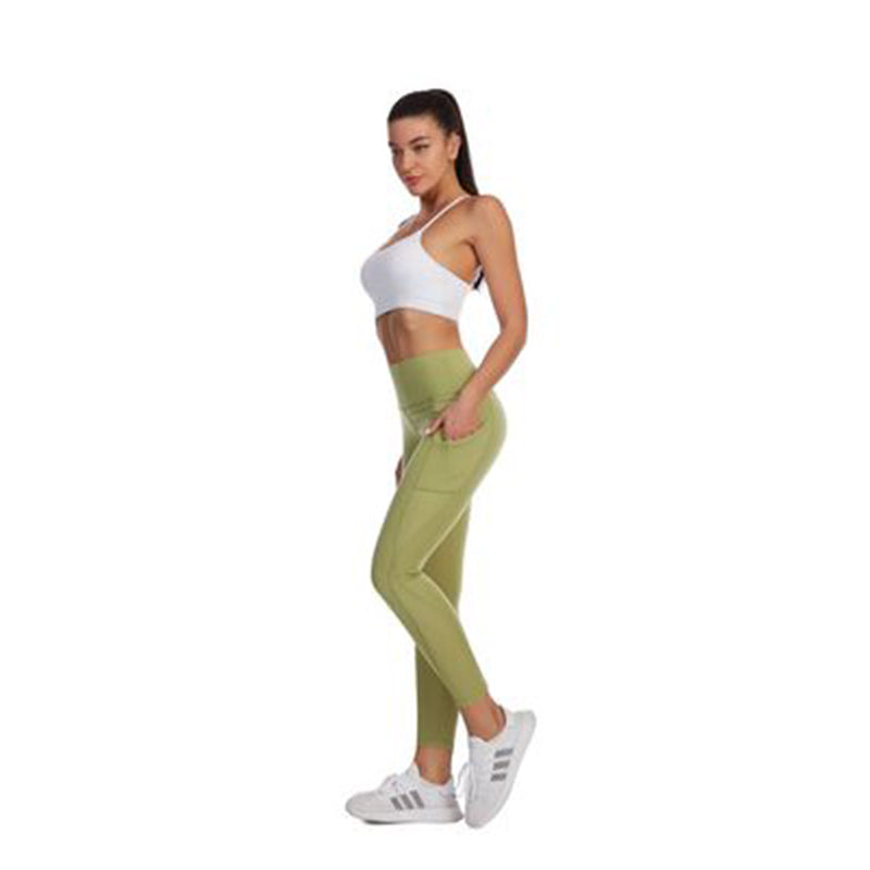 Women's High-Waist Yoga Leggings with Side Pockets aqua m by HitMyNeed
