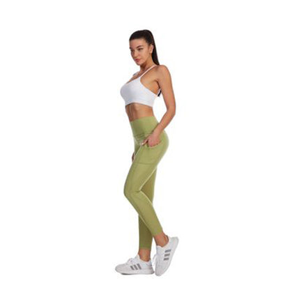 Women's High-Waist Yoga Leggings with Side Pockets aqua m by HitMyNeed