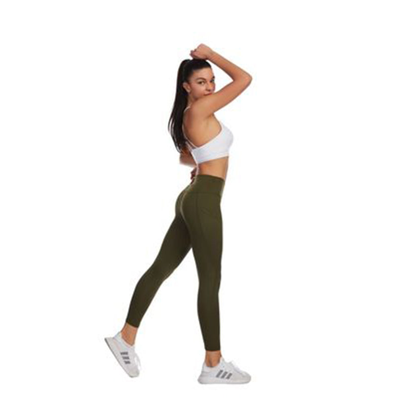 Women's High-Waist Yoga Leggings with Side Pockets armygreen l by HitMyNeed