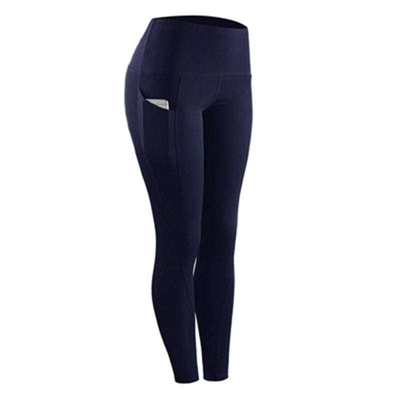 Women's High-Waist Yoga Leggings with Side Pockets navy xxxl by HitMyNeed