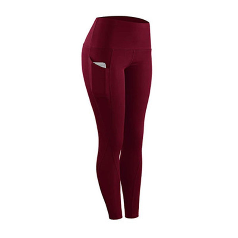 Women's High-Waist Yoga Leggings with Side Pockets red xxxl by HitMyNeed