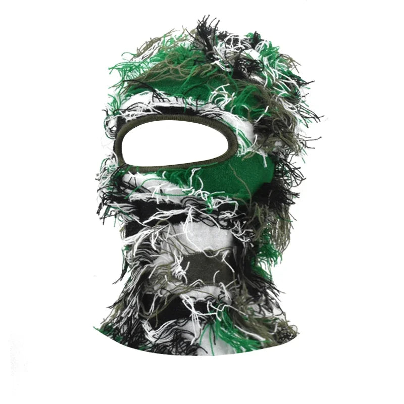 Women's Hip Hop Camouflage Fuzzy Full Face Balaclava army-green-2 by HitMyNeed