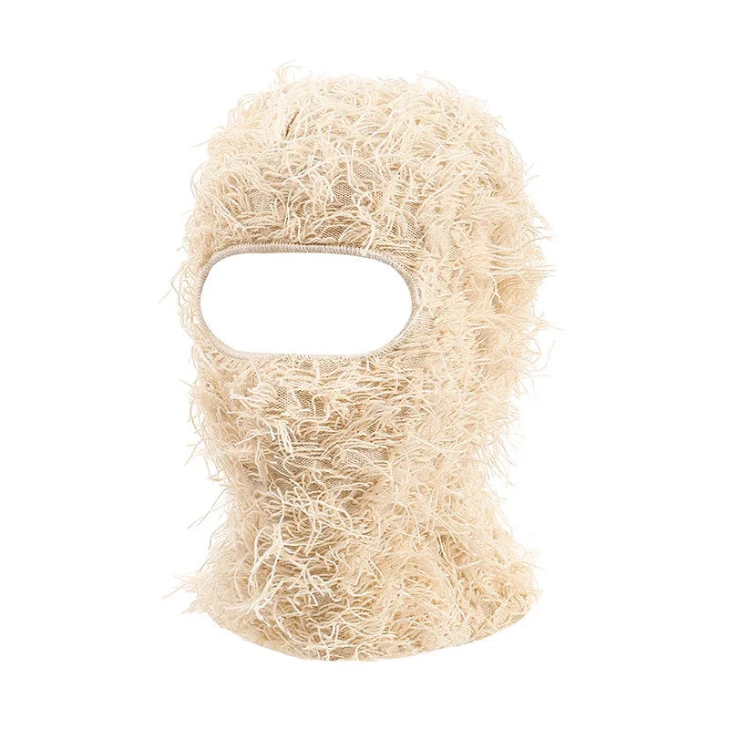 Women's Hip Hop Camouflage Fuzzy Full Face Balaclava beige-2 by HitMyNeed