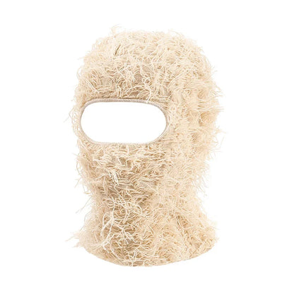 Women's Hip Hop Camouflage Fuzzy Full Face Balaclava beige-2 by HitMyNeed