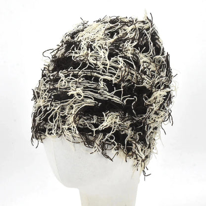 Women's Hip Hop Camouflage Fuzzy Full Face Balaclava black-beige by HitMyNeed