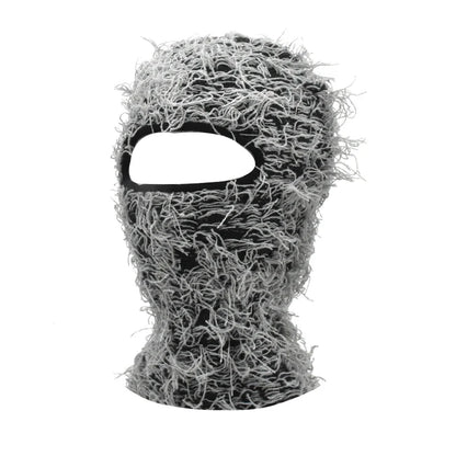 Women's Hip Hop Camouflage Fuzzy Full Face Balaclava black-grey-2 by HitMyNeed