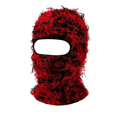Women's Hip Hop Camouflage Fuzzy Full Face Balaclava black-red-2 by HitMyNeed