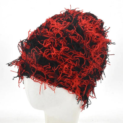 Women's Hip Hop Camouflage Fuzzy Full Face Balaclava black-red by HitMyNeed