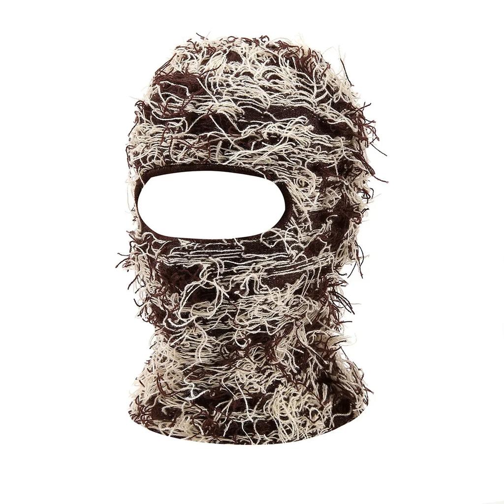 Women's Hip Hop Camouflage Fuzzy Full Face Balaclava coffee-beige-2 by HitMyNeed