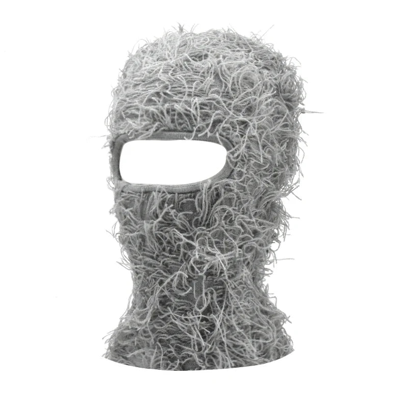 Women's Hip Hop Camouflage Fuzzy Full Face Balaclava light-grey-2 by HitMyNeed
