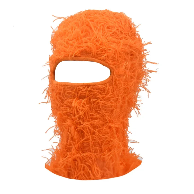 Women's Hip Hop Camouflage Fuzzy Full Face Balaclava orange-2 by HitMyNeed