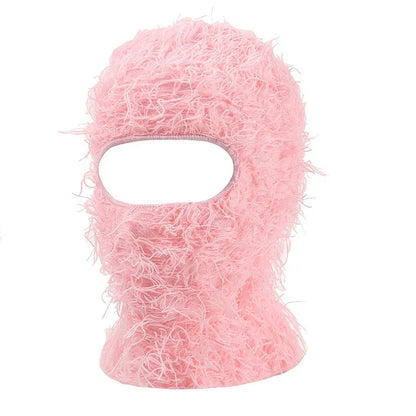 Women's Hip Hop Camouflage Fuzzy Full Face Balaclava pink-2 by HitMyNeed