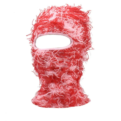Women's Hip Hop Camouflage Fuzzy Full Face Balaclava pink-red-2 by HitMyNeed