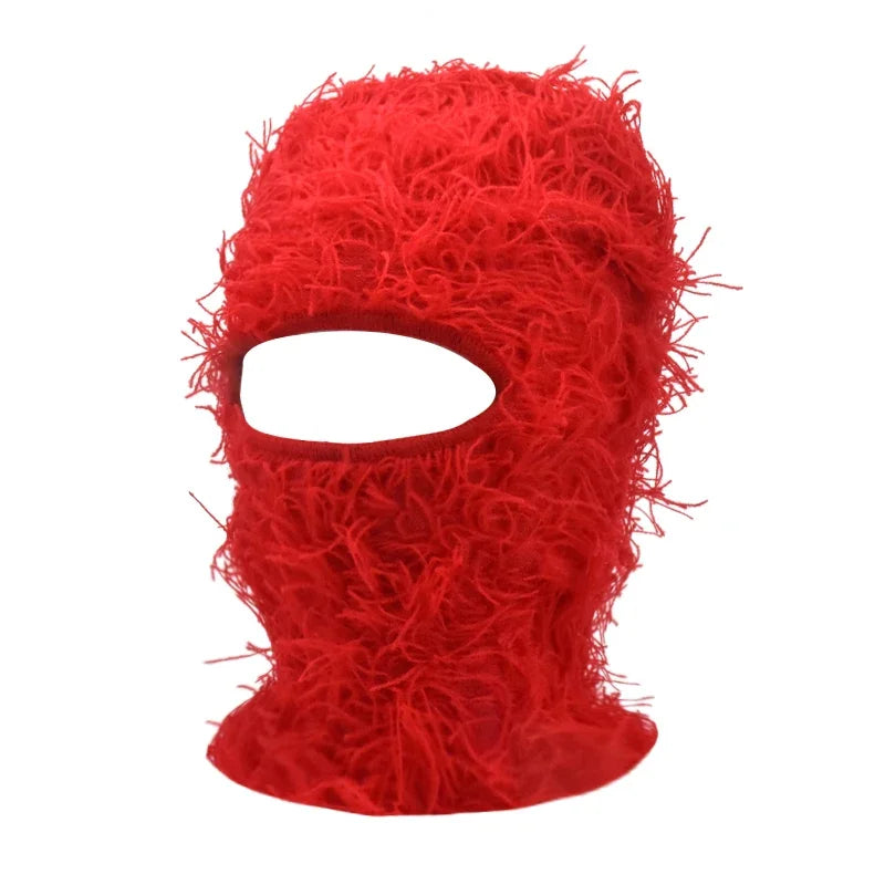 Women's Hip Hop Camouflage Fuzzy Full Face Balaclava red-2 by HitMyNeed