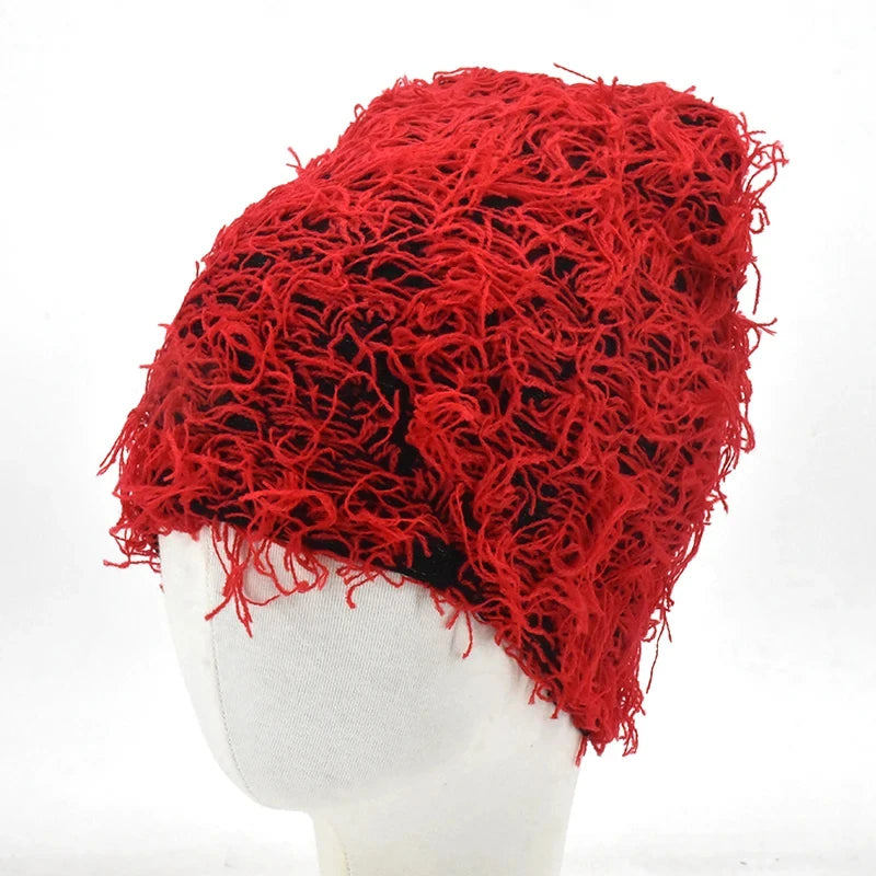 Women's Hip Hop Camouflage Fuzzy Full Face Balaclava red by HitMyNeed