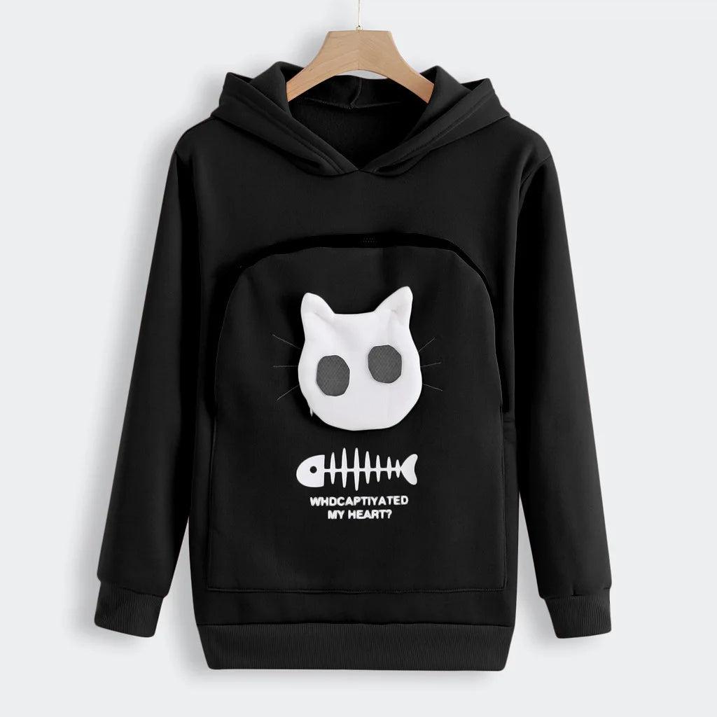 Women's Hoodie with Pet Carrier Pouch black xl by HitMyNeed