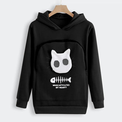 Women's Hoodie with Pet Carrier Pouch black xl by HitMyNeed