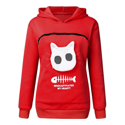 Women's Hoodie with Pet Carrier Pouch red m by HitMyNeed