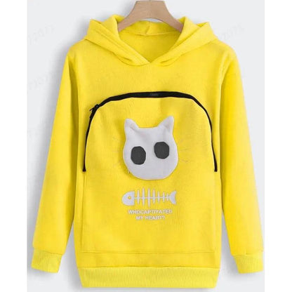 Women's Hoodie with Pet Carrier Pouch yellow xl by HitMyNeed