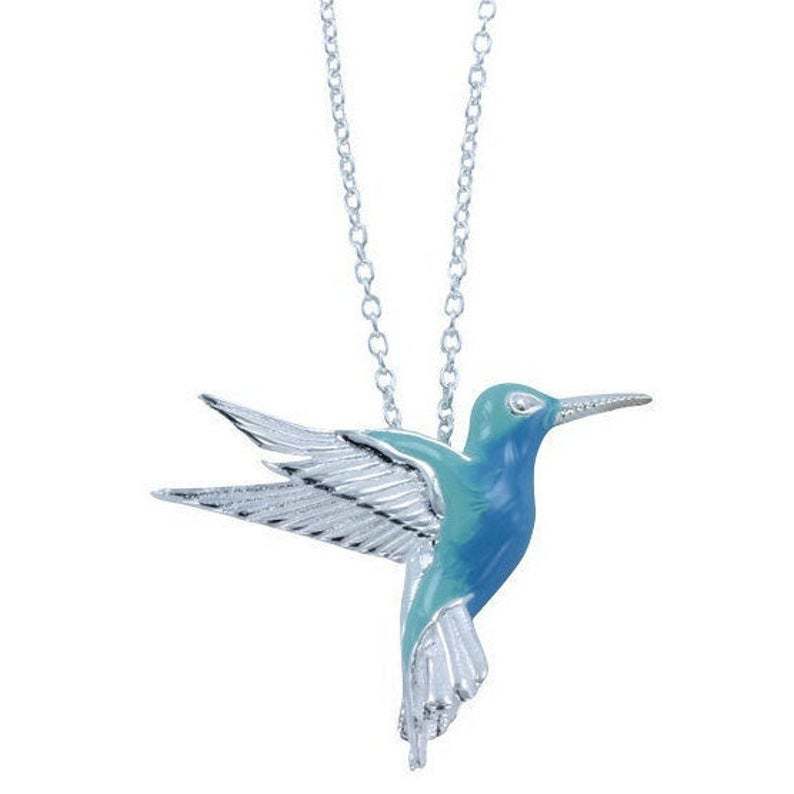 Women's Hummingbird Pendant Necklace in Silver by HitMyNeed