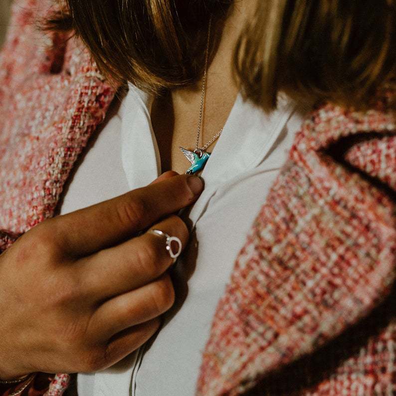 Women's Hummingbird Pendant Necklace in Silver by HitMyNeed