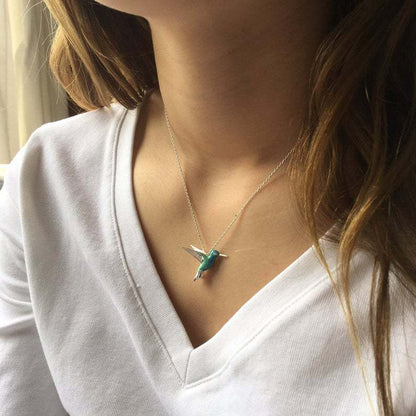 Women's Hummingbird Pendant Necklace in Silver by HitMyNeed