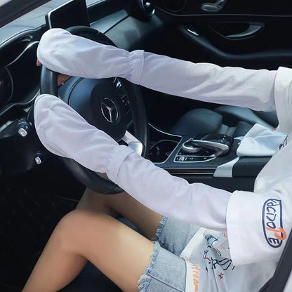Women's Ice Cooling UV Arm Sleeves for Summer Driving by HitMyNeed