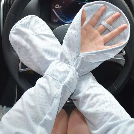 Women's Ice Cooling UV Arm Sleeves for Summer Driving light-blue one-size by HitMyNeed