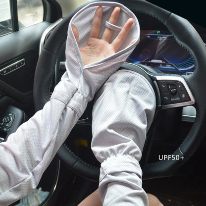 Women's Ice Cooling UV Arm Sleeves for Summer Driving light-gray one-size by HitMyNeed