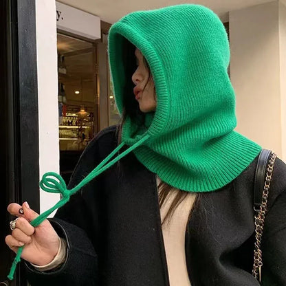 Women's Knitted Hooded Balaclava with Neck Warmer by HitMyNeed