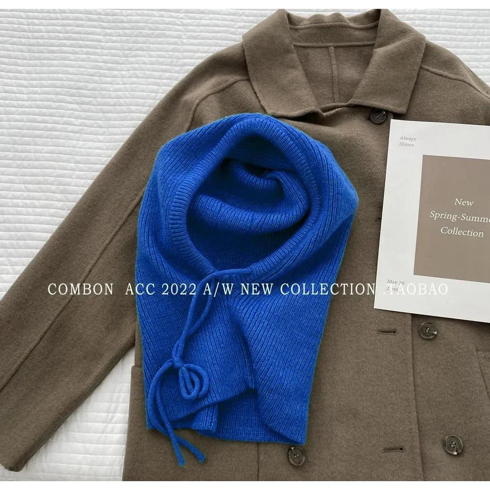 Women's Knitted Hooded Balaclava with Neck Warmer blue by HitMyNeed