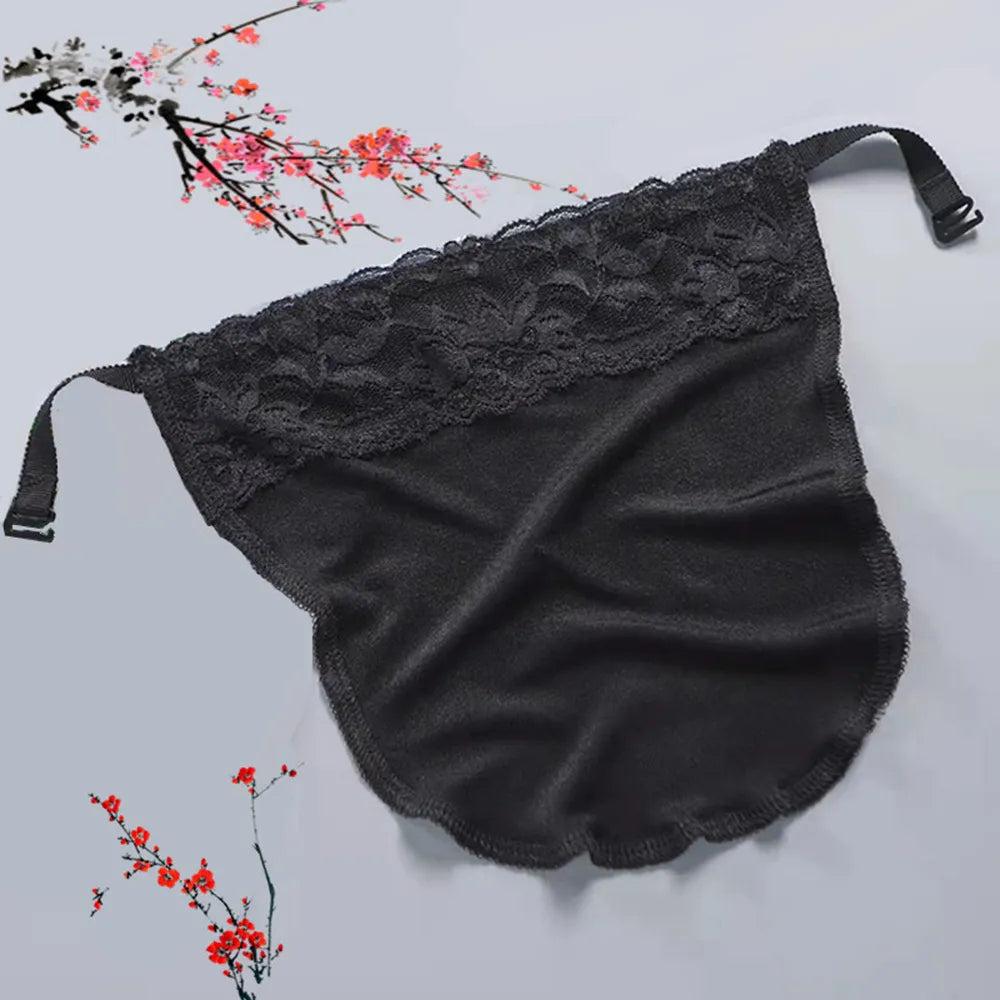 Women's Lace Clip-On Modesty Panel & Fake Collar black by HitMyNeed