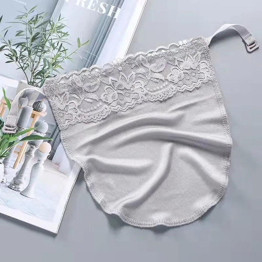 Women's Lace Clip-On Modesty Panel & Fake Collar grey by HitMyNeed