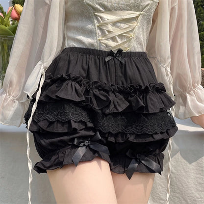 Women's Lace Ruffle Bloomers Victorian Pettipants c-black s by HitMyNeed