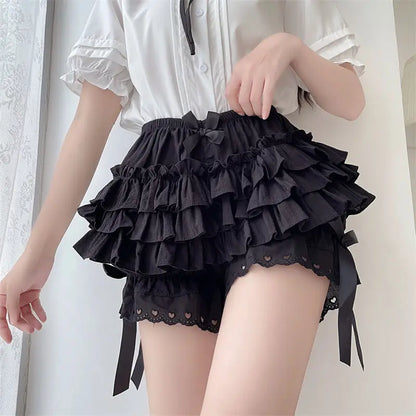 Women's Lace Ruffle Bloomers Victorian Pettipants d-black l by HitMyNeed