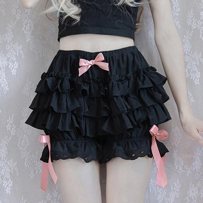 Women's Lace Ruffle Bloomers Victorian Pettipants f-black xxl by HitMyNeed
