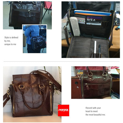 Women's Leather Tote Handbag with Shoulder Strap by HitMyNeed