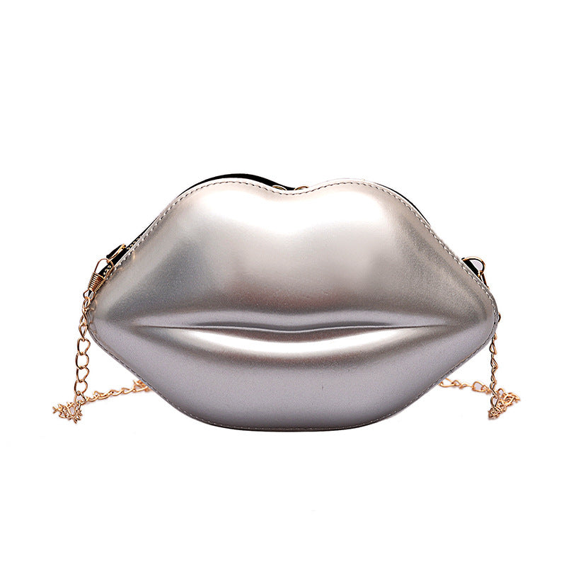 Women's Lips Crossbody Shoulder Bag silver by HitMyNeed