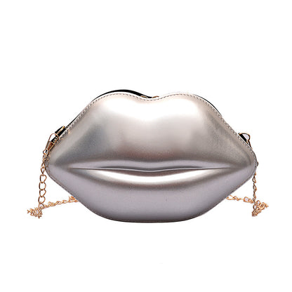 Women's Lips Crossbody Shoulder Bag silver by HitMyNeed