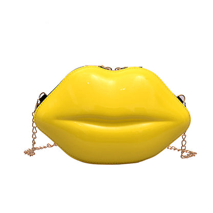 Women's Lips Crossbody Shoulder Bag yellow by HitMyNeed