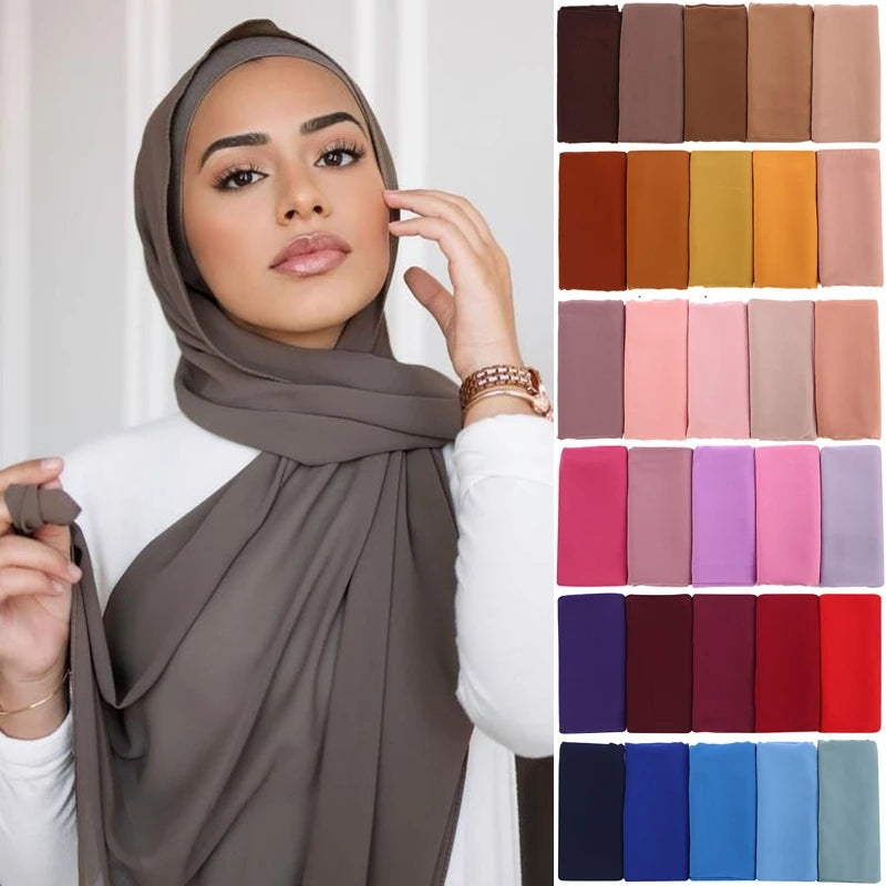 Women's Long Bubble Chiffon Muslim Hijab Scarf by HitMyNeed