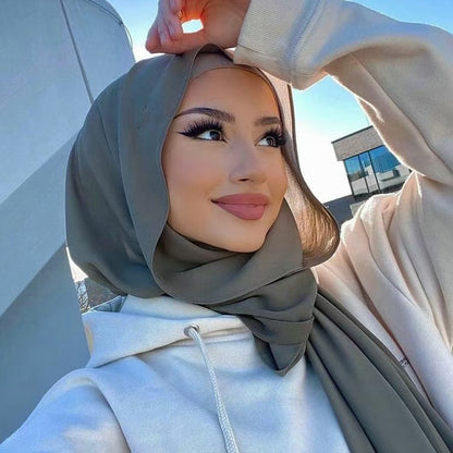 Women's Long Bubble Chiffon Muslim Hijab Scarf by HitMyNeed