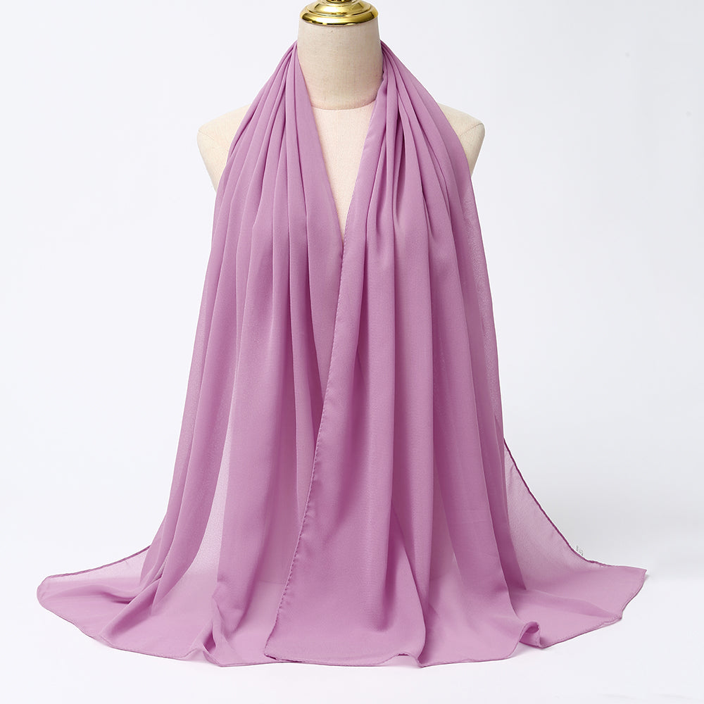 Women's Long Bubble Chiffon Muslim Hijab Scarf ancient-purple by HitMyNeed