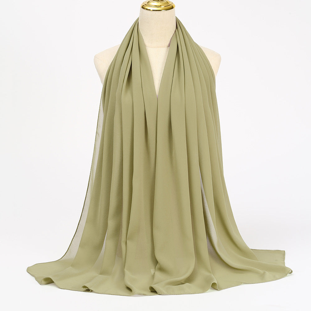 Women's Long Bubble Chiffon Muslim Hijab Scarf army-green by HitMyNeed