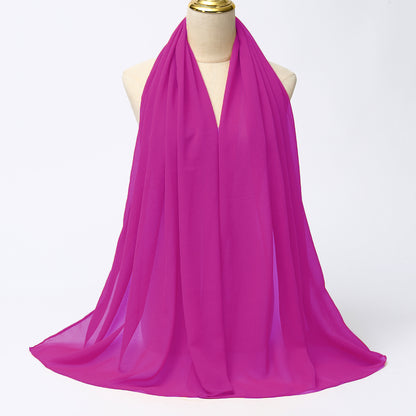 Women's Long Bubble Chiffon Muslim Hijab Scarf aster-flower by HitMyNeed